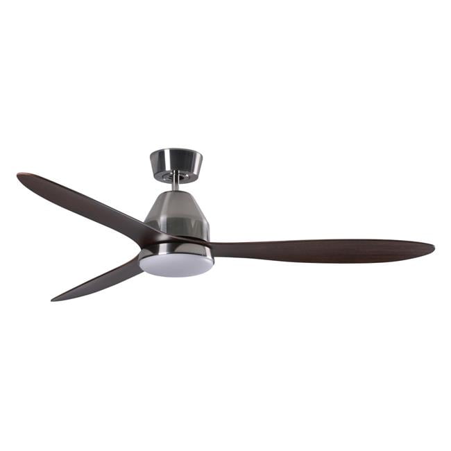 Brillo Whitehaven 56-inch Ceiling Fan with Light Kit in Brushed Chrome and Dark Koa Blades