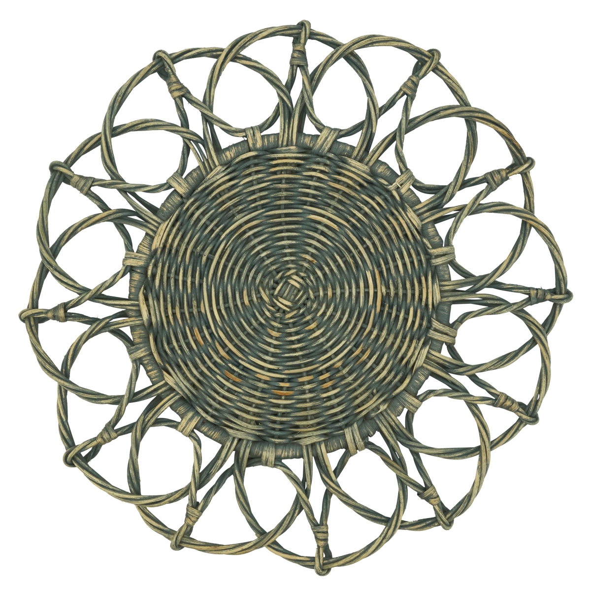 Cookhouse 15 in. Twisted Rattan Round Table Placemats&#44; Gray - Set of 4