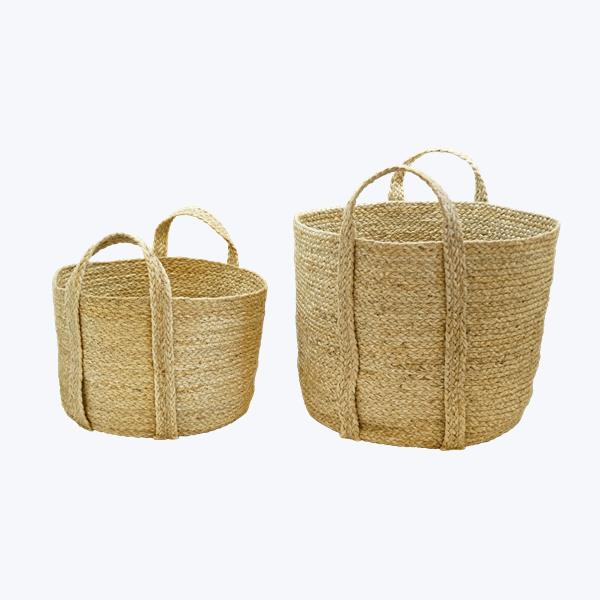 Drop Ship Baskets Braided Jute Basket with Handles - Set of 2
