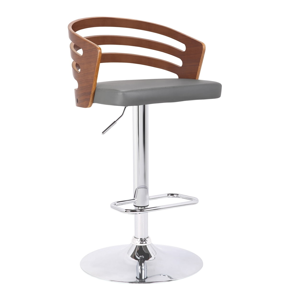 DeluxDesigns Curved Open Design Leatherette Adjustable Barstool&#44; Brown