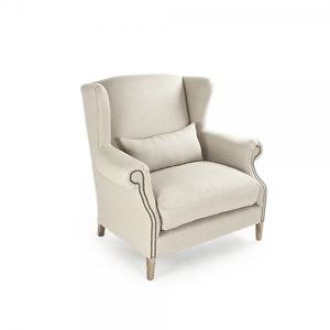D2D Technologies 45 x 42.5 x 34 in. Napoleon Half Wingback Chair&#44; Natural Linen
