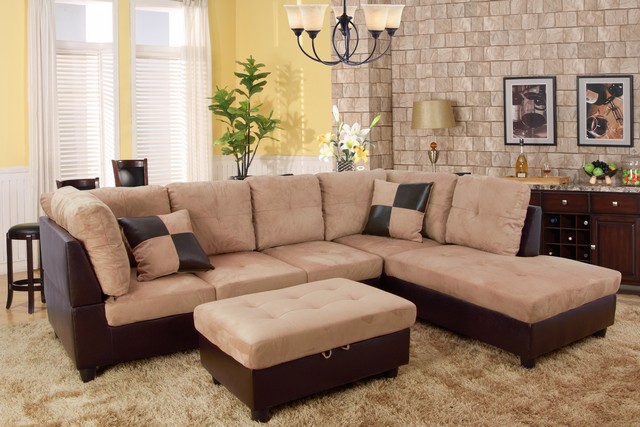 KD Pecho Siano Right Hand Facing Sectional Sofa- Sand - 35 x 103.5 x 74.5 in.