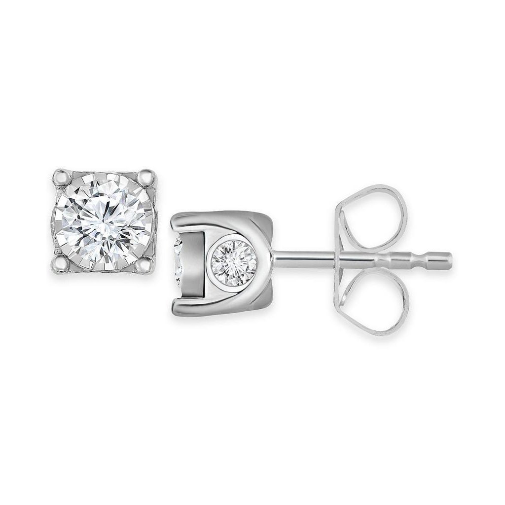 Glitter 3.10 CT Gorgeous Round Cut Diamonds Stud Earring&#44; 14K White Gold