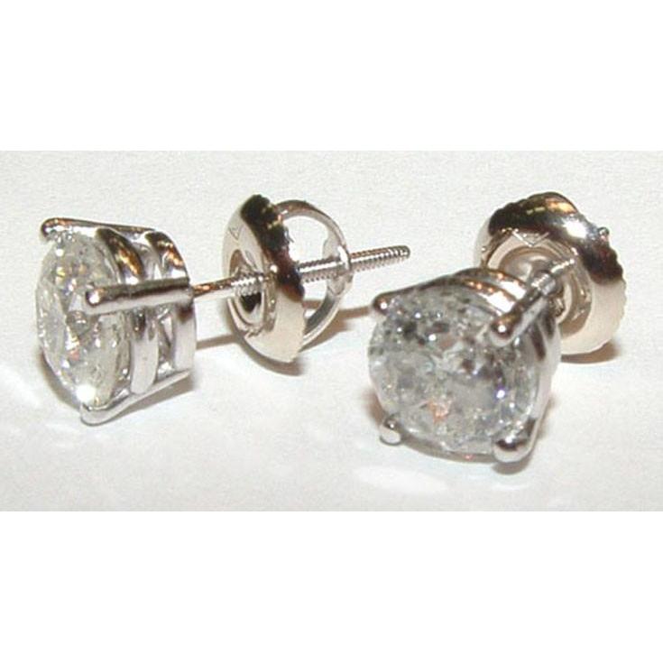 Glitter 3.01 CT Diamonds Post Stud Earrings&#44; 14K White Gold