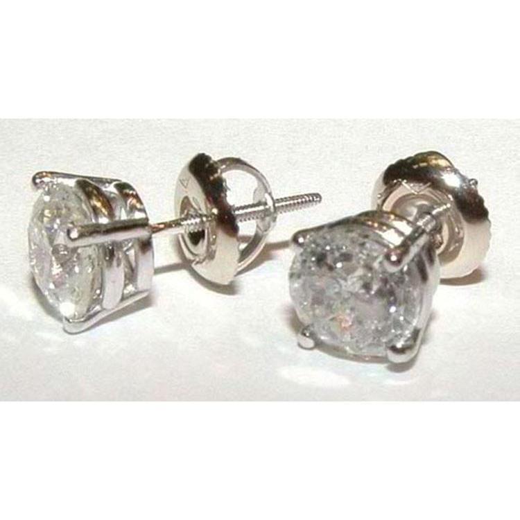 Glitter 3 CT Diamond Stud Womens Earrings&#44; White Gold