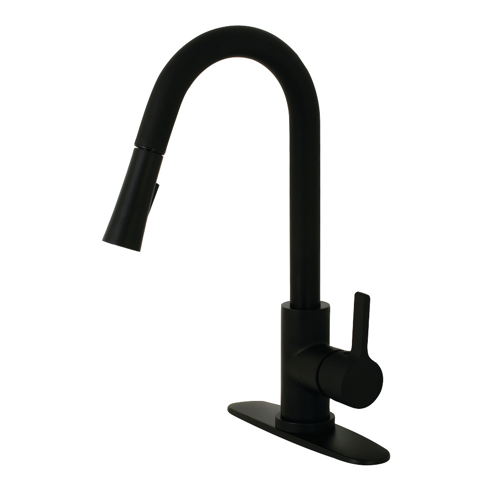 BakeBetter Modern Continental Single-Handle Pull-Down Kitchen Faucet - Matte Black