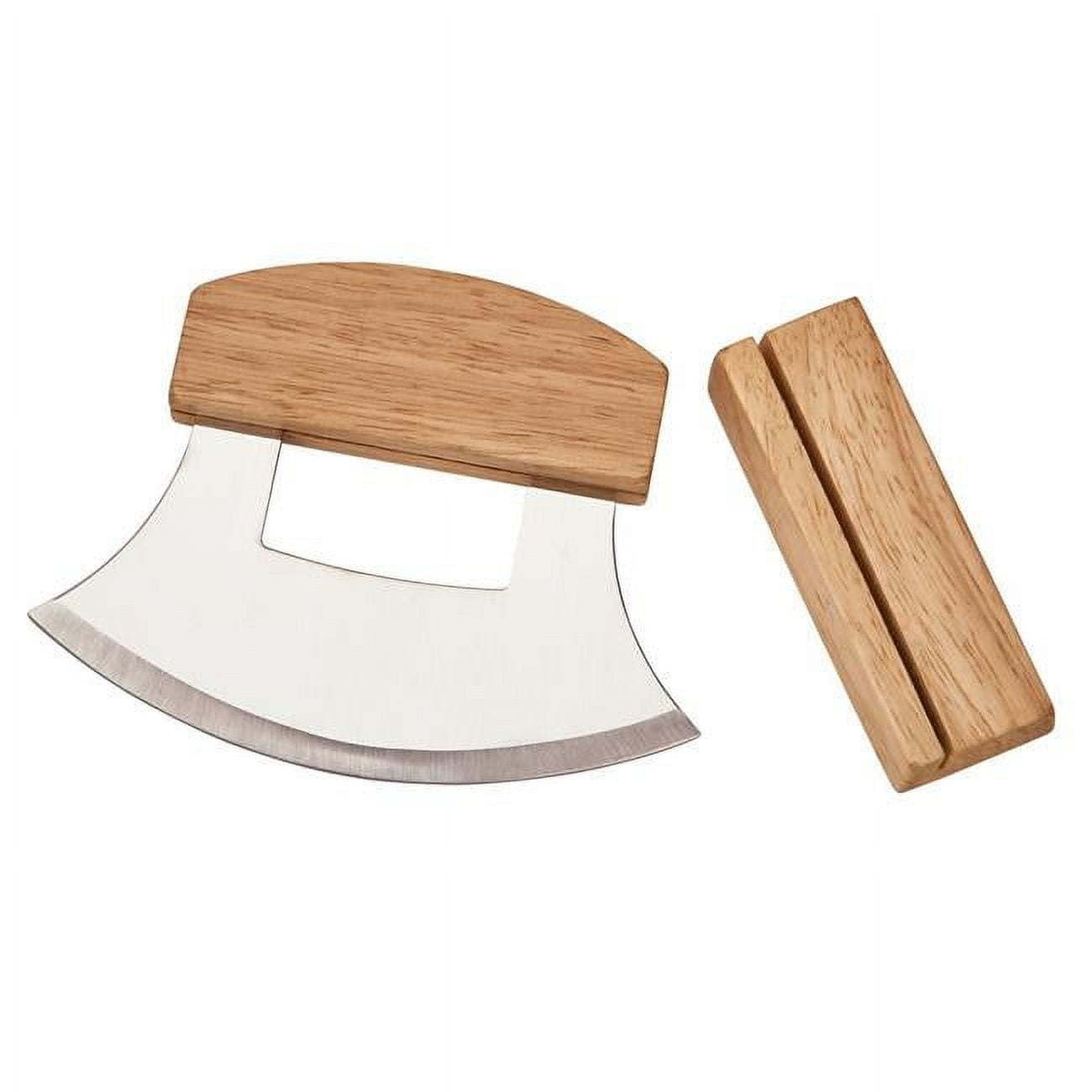 RazorEdge Stainless Steel ULU Knife with Wooden Stand