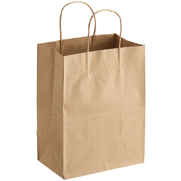 Cocina 10 x 6 x 13 in. Natural Kraft Paper Customizable Shopping Bag with Handles&#44; Case of 250