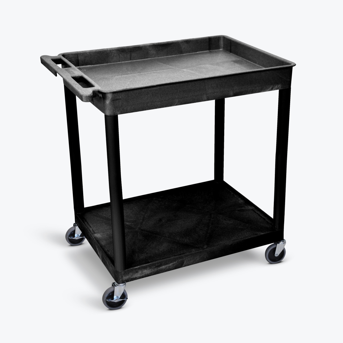 OfficeTop Top Tub & Flat Bottom Shelf Cart&#44; Black - Large