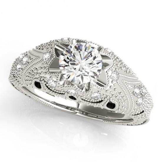 Special Sparkle 1 CT Diamonds Wedding Ring Engraved Solid&#44; White Gold 14K - Color F - VVS1 Clarity