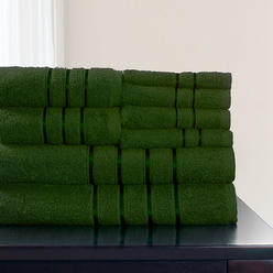 Daphne&'s Dinnette 12 x 11.75 in. 100 Percent Cotton Plush Bath Towel Set&#44; Green - 8 Piece