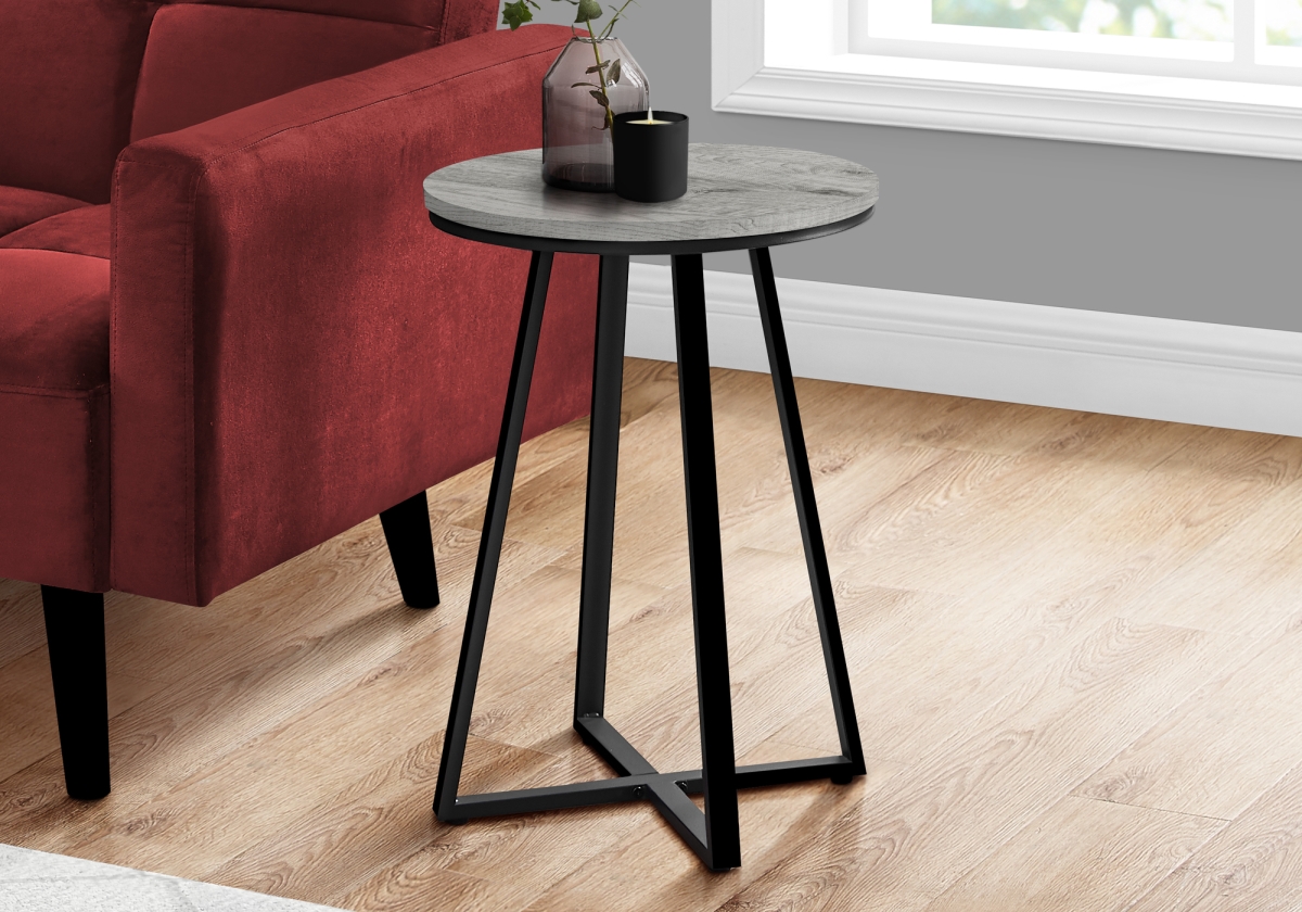 Daphne&'s Dinnette 22 in. Gray & Black Metal Accent Table