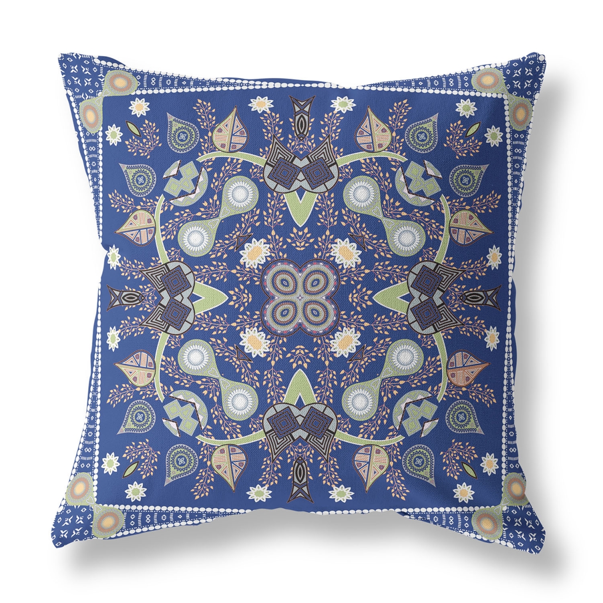 PalaceDesigns 5 x 28 x 28 in. Midnight Green Blown Seam Floral Indoor & Outdoor Throw Pillow