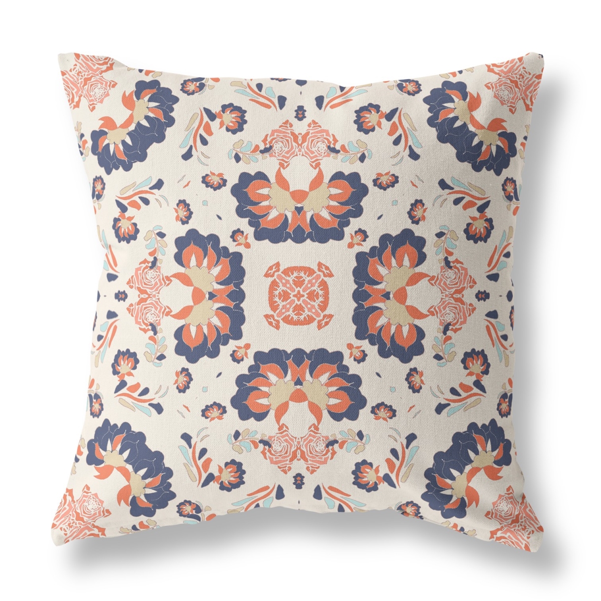 PalaceDesigns 5 x 16 x 16 in. Off White & Blue Zippered Geometric Indoor & Outdoor Throw Pillow