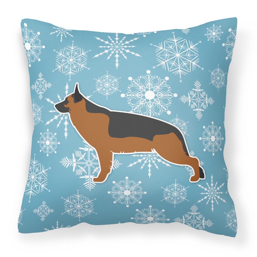 JensenDistributionServices Winter Snowflake German Shepherd Fabric Decorative Pillow