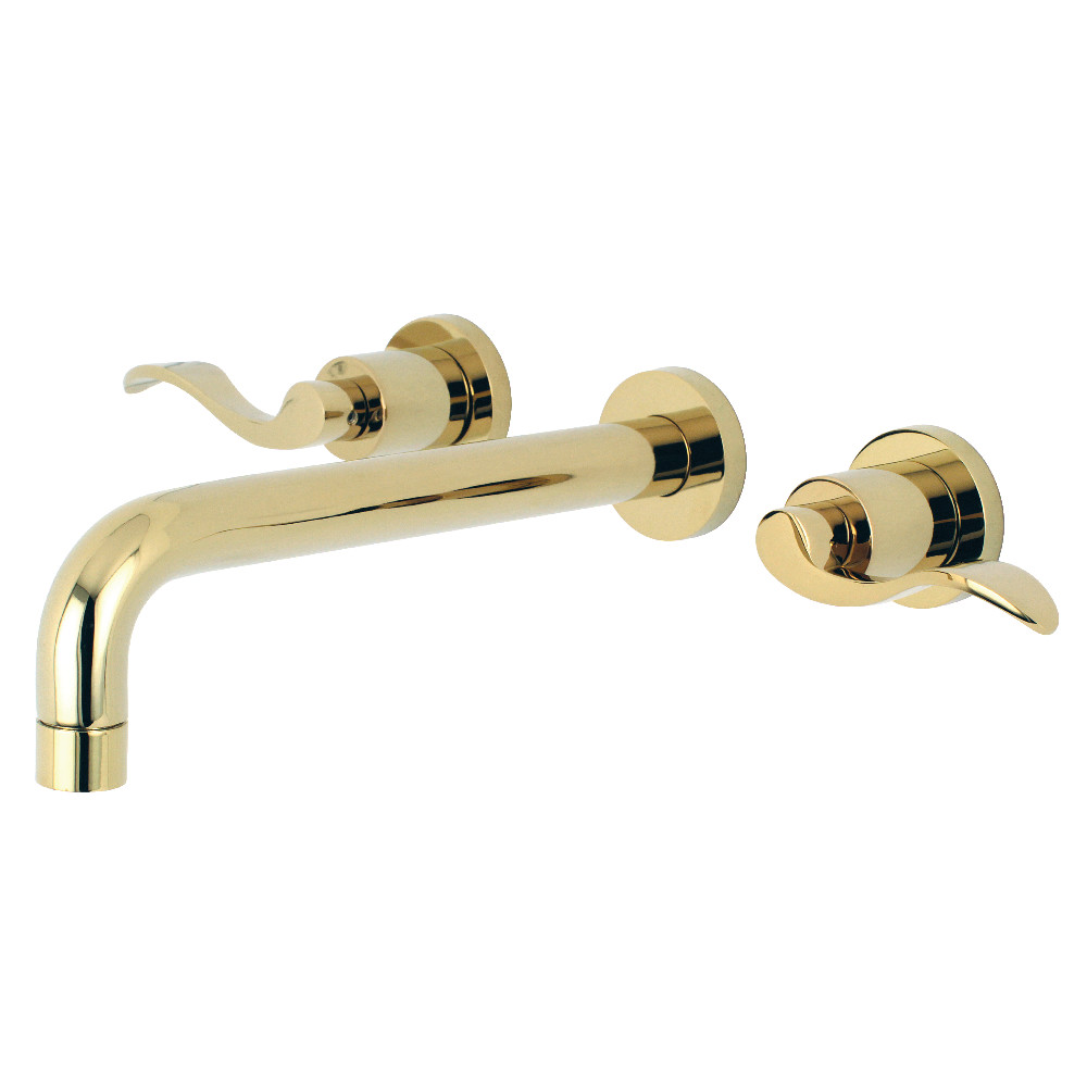 FurnOrama Nu Wave 2-Handle Wall Mount Roman Tub Faucet&#44; Polished Brass - 10 x 8 x 2.75 in.