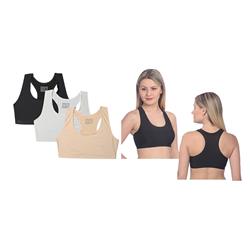 HappyHealth Removable Pad Sports Bra&#44; Assorted Colors - Medium&#44; Large & Extra Large - Case of 24