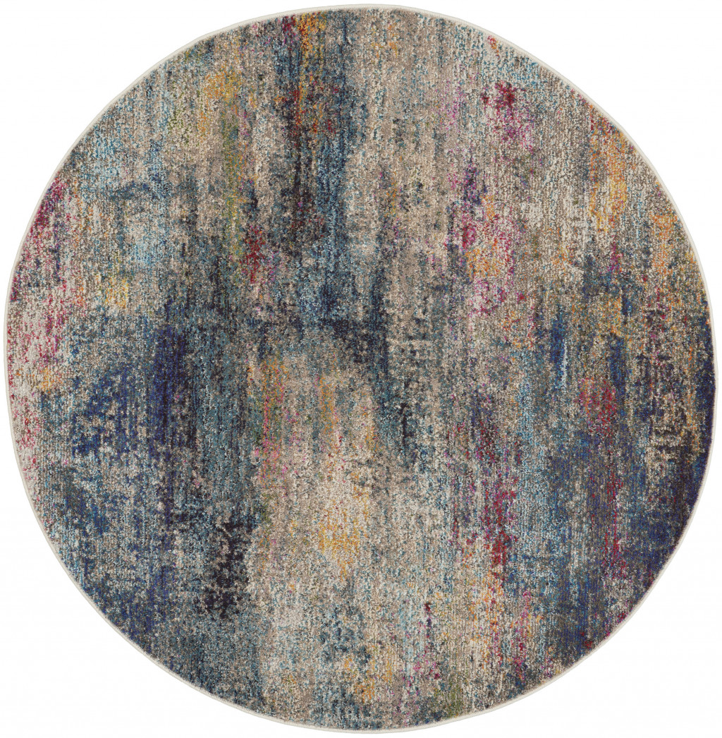 PalaceDesigns 5 x 5 ft. Multicolor Abstract Power Loom Non Skid Round Area Rug - Multicolor - 5 x 5 ft.