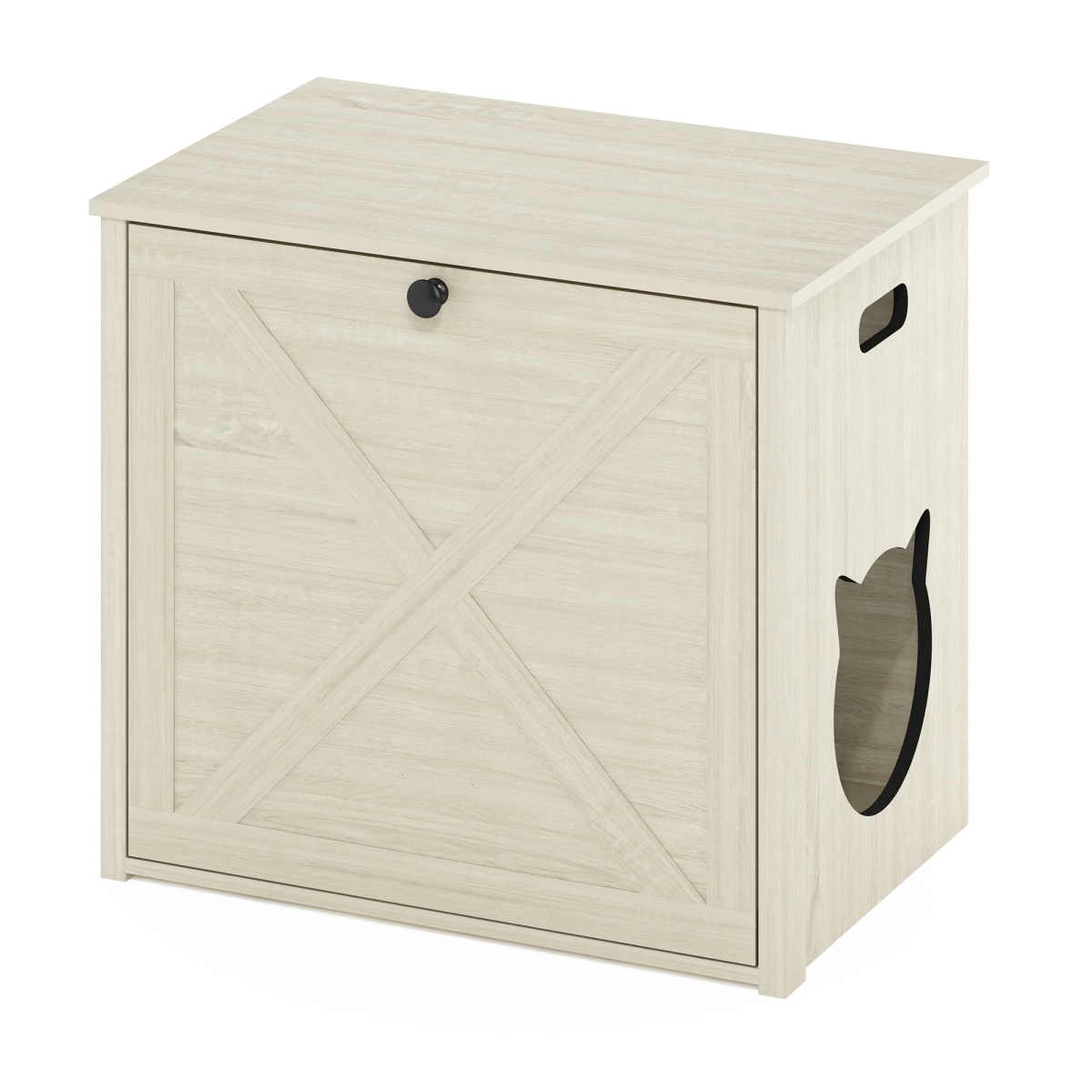 Fasten Gear Peli Small Cat Litter Box Enclosure with Single Door&#44; White Wash