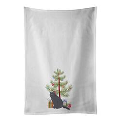 CoolCookware 28 x 19 in. Unisex British Shorthair No.1 Cat Merry Christmas White Dish Towels Kitchen Towel - Set of 2