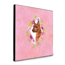 ComfortCreator 8 x 8 x 0.625 in. Miniature Pinscher Pink Flowers Artwork Panel Wall Decor
