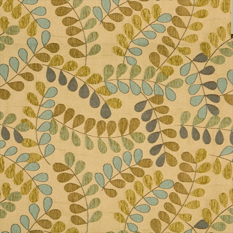 Fine-line 54 in. Wide Teal And Beige Leaves And Vines Textured Matelasse Upholstery Fabric - Teal And Beige - 54 in.