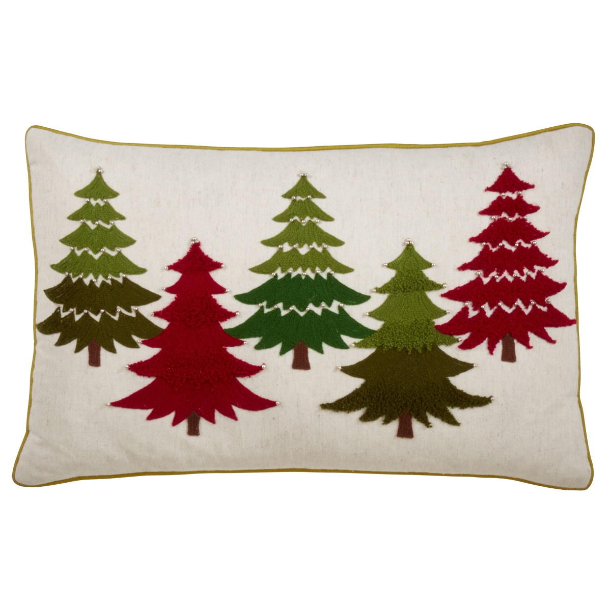 RLM Distribution 14 x 22 in. Embroidered Christmas Tree Down Filled Throw Pillow&#44; Multi Color