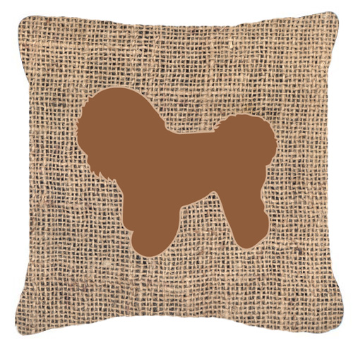JensenDistributionServices Bichon Frise Burlap & Brown Decorative Fabric Pillow - 14 x 3 x 14 in.