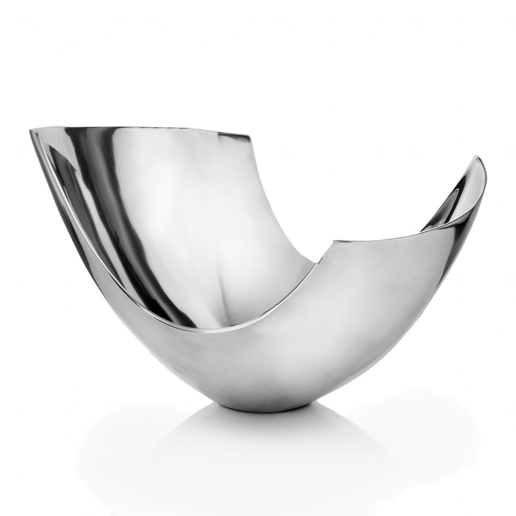 PalaceDesigns Aluminum Abstract Tray Dish Centerpiece Bowl&#44; Silver