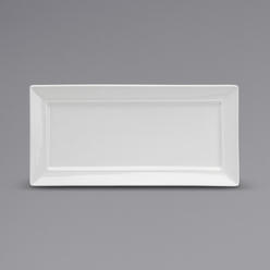 KitchenCuisine 10.625 x 5.25 in. Bright White Ware Rolled Edge Flat Rectangular Porcelain Platter