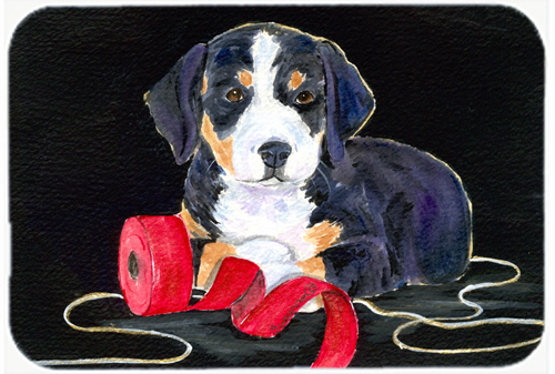 CoolCookware Bernese Mountain Dog Puppy with Ribbon Glass Cutting Board