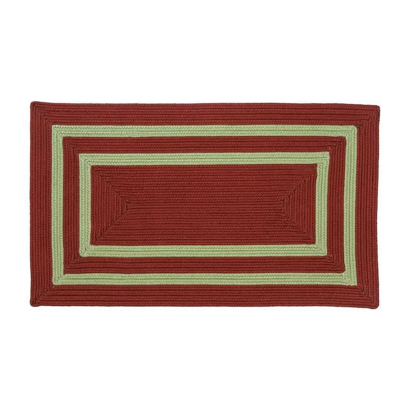 Designs-Done-Right 42 x 66 in. Double Border Christmas Rectangle Rug - Red & Green