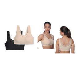 HappyHealth Womens Pullover Back Removable Pad Lace Bra&#44; Assorted Colors - Medium&#44; Large & Extra Large - Case of 24