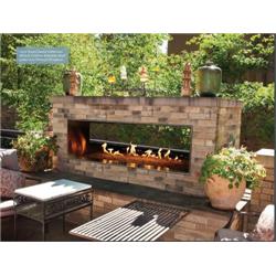 Mobiliario 48 in. Outdoor Linear See-Through Fireplace with Manual Electronic Ignition & LED Light System