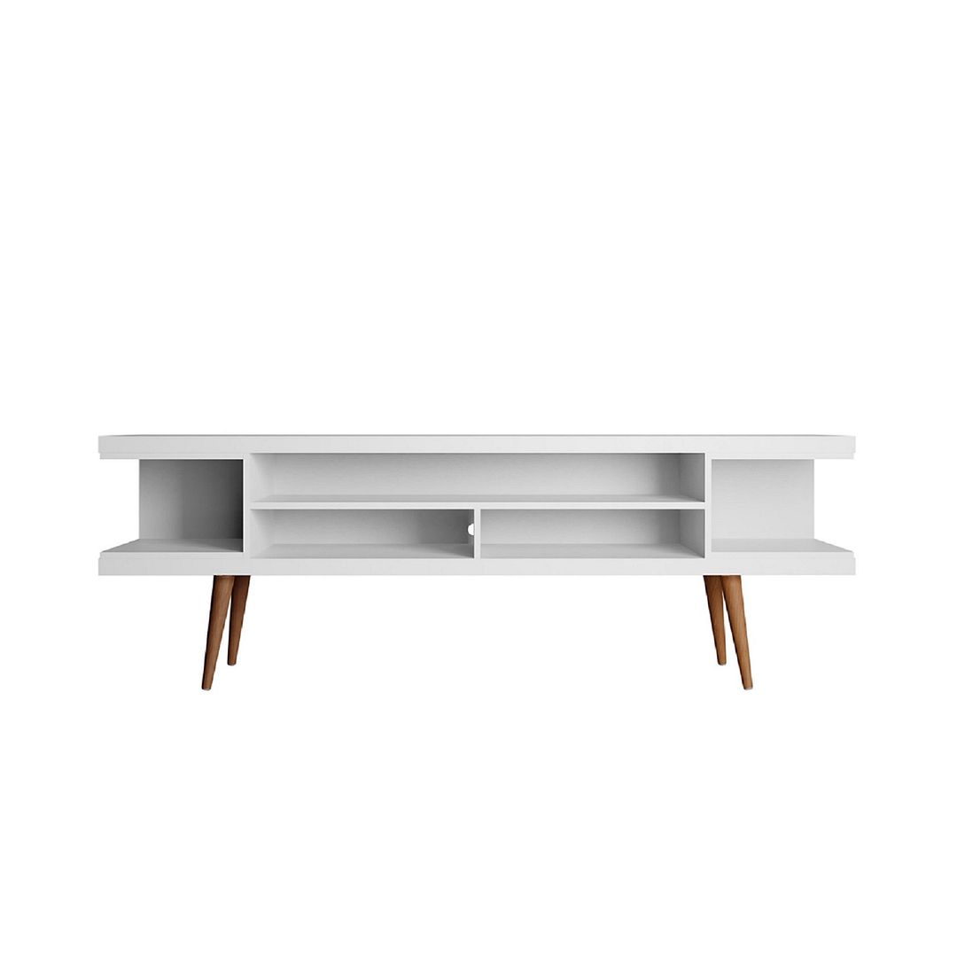 Designed to Furnish 70.47 in. Utopia TV Stand with Splayed Wooden Legs & 4 Shelves&#44; White