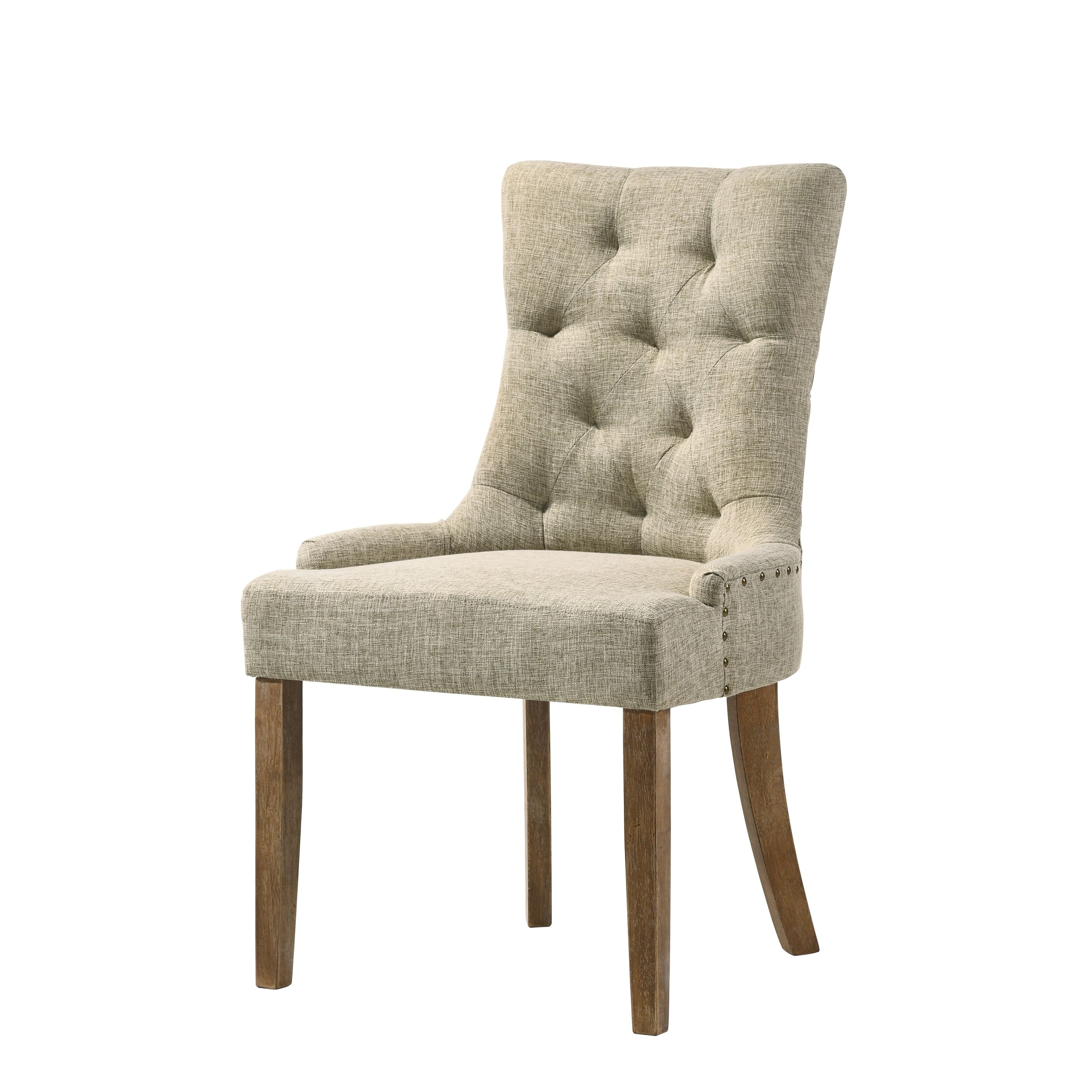 FurnOrama 22 x 24 x 38 in. Yotam Side Chair&#44; Beige Fabric & Salvaged Oak