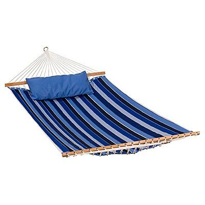Pipers Pit 13 ft. Reversible Sunbrella Quilted Hammock&#44; Blue - Milano Cobalt Stripe & Canvas Capri Solid