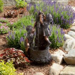 GrillGear Boy and Girl Water Outdoor Fountain