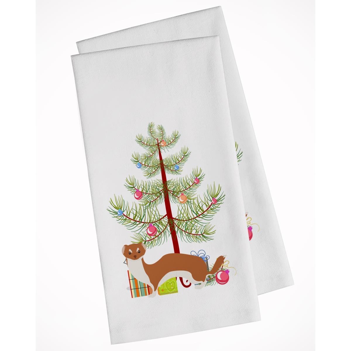 CoolCookware Weasel Christmas White Kitchen Towel - Set of 2