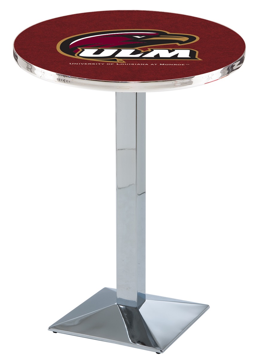 John Hancock L217 University of Louisiana at Monroe 42in. Tall - 36in. Top Pub Table with Chrome Finish