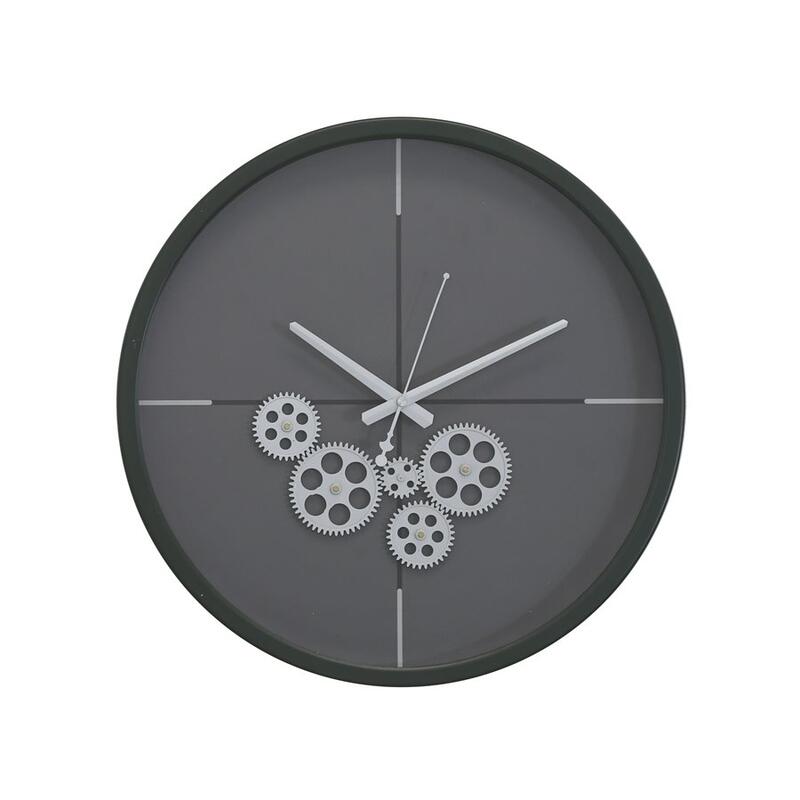 Clock Creations 18 in. Modern Minimalist Wall Clock with Open Moving Gears&#44; Dark Green