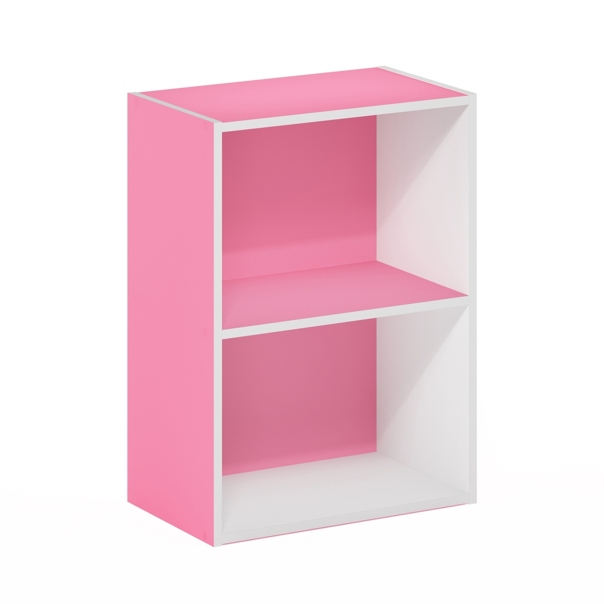 LRL Luder 2Tier Open Shelf Bookcase, Pink & White