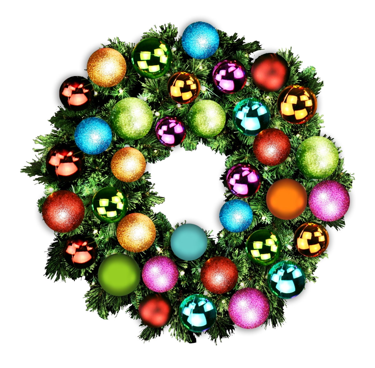 FunFlags 3 ft. Pre-Lit LED Sequoia Christmas Wreath with The Tropical Ornament&#44; Warm White