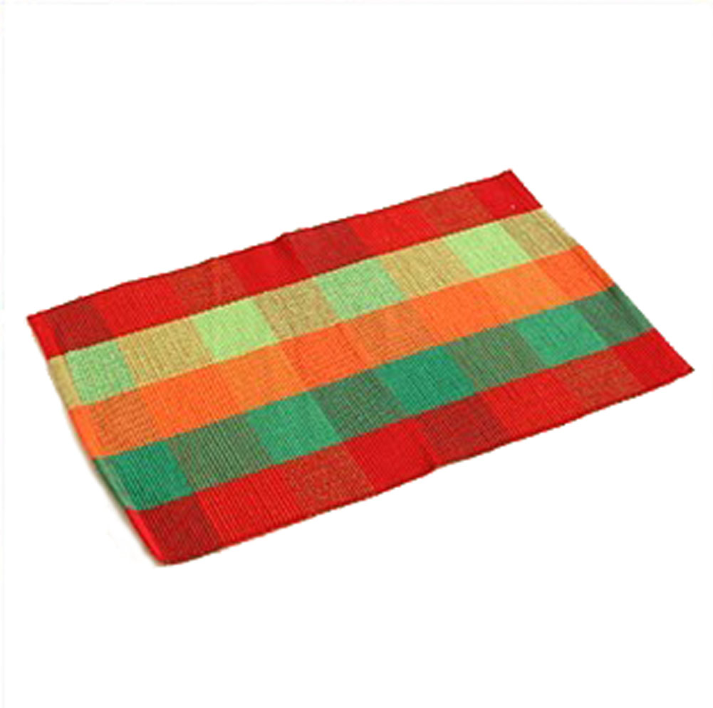 Puesta En Escena 73 by 44.5 cm Plaid Cotton Hand-Woven Striped Mat&#44; Red
