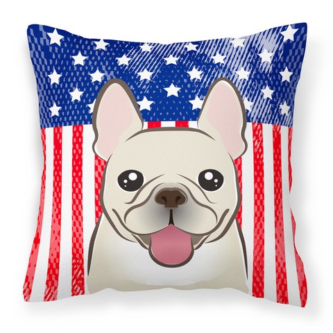 JensenDistributionServices American Flag & French Bulldog Fabric Decorative Pillow - 14 x 3 x 14 in.