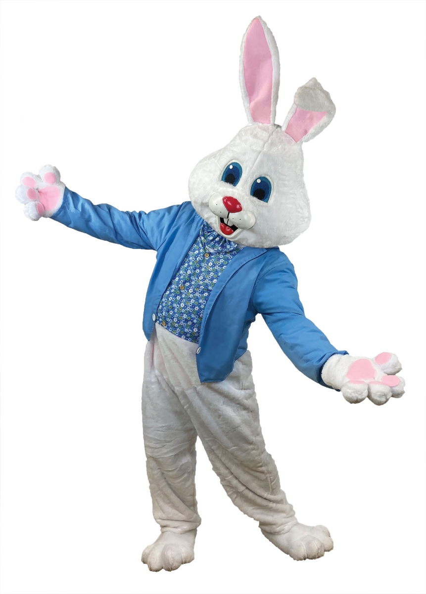 PerfectPretend Adult Easter Bunny Costume - Blue - Professional-Quality Mascot Suit with Jacket & Vest
