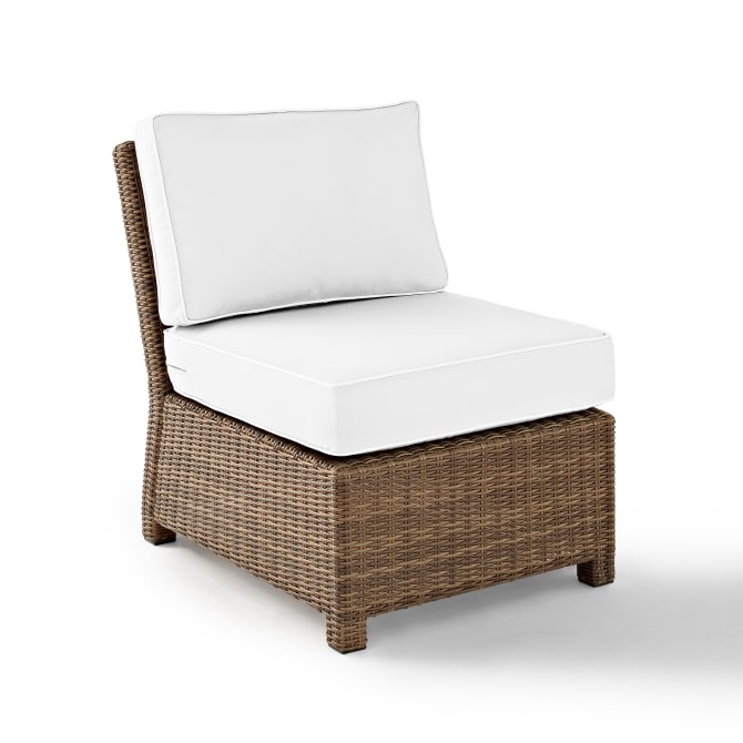 Claustro 25 x 31.50 x 32.50 in. Bradenton Outdoor Sectional Center Chair - Sunbrella&#44; White & Weathered Brown