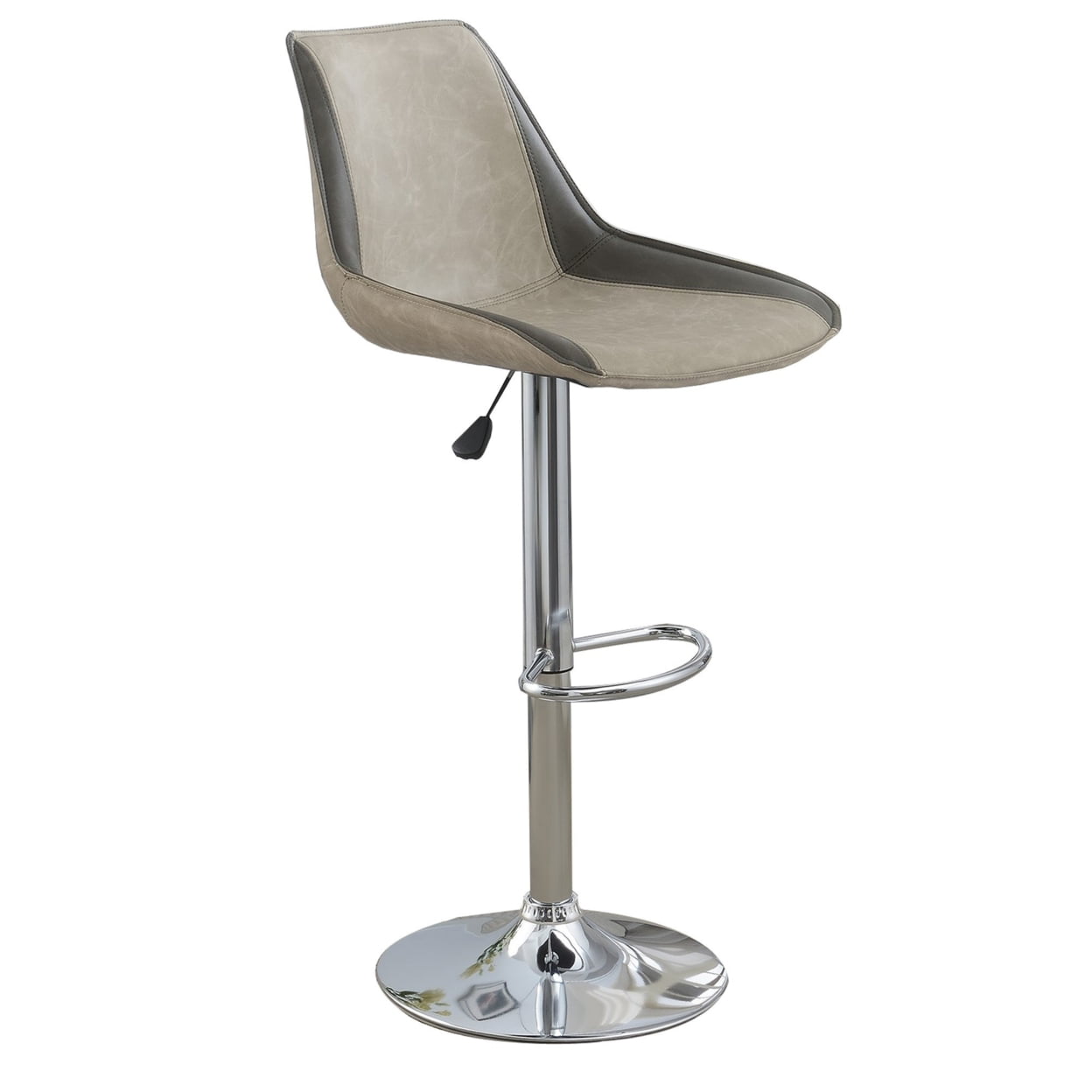 DeluxDesigns 25-29 in. Carl Adjustable Height Vegan Faux Leather Bar Stool&#44; Beige & Chrome