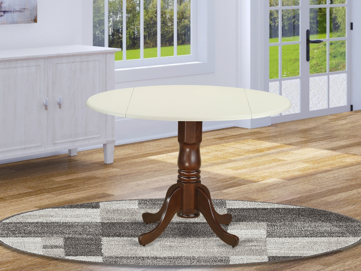 GSI Homestyles Dublin Round Table with Two 9 in. Drop Leaves - Linen & Mahogany