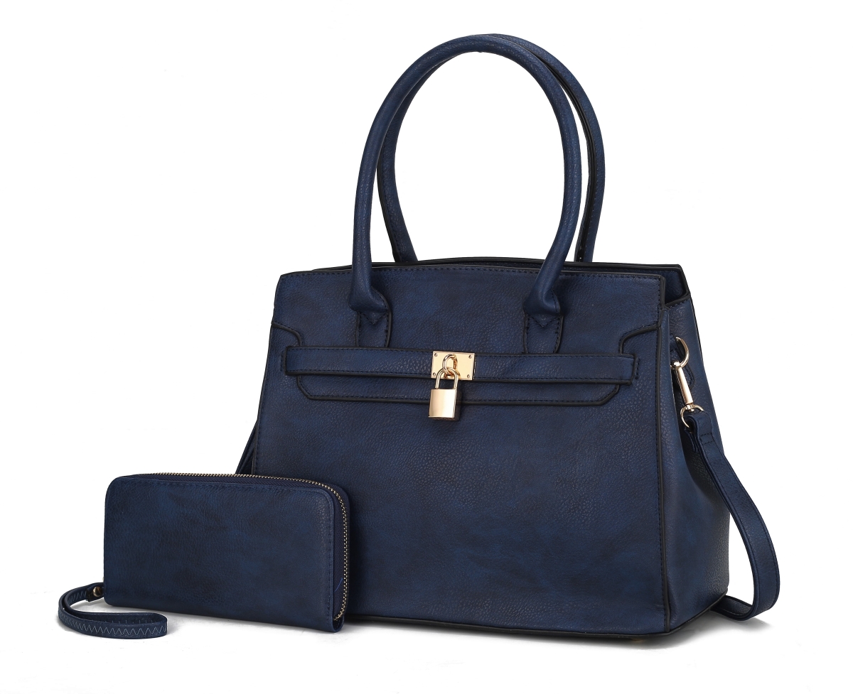 Lotes Bruna Satchel Bag with a Matching Wallet&#44; Dark Blue